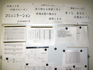 社内に貼り出された今季のスローガン