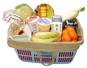 スーパーのレジかご